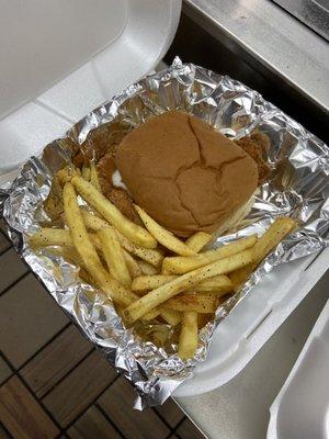 Chicken sandwich & a side of fries