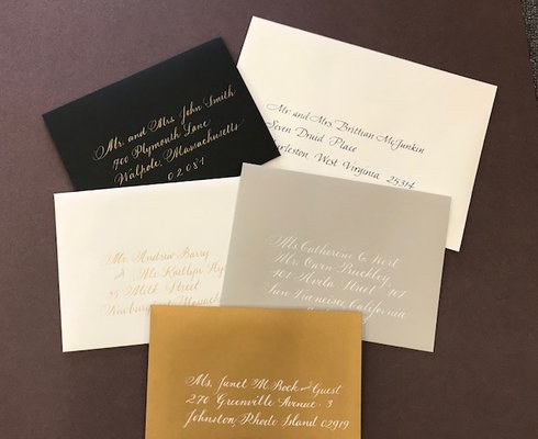 Hand addressed envelopes to match color and font