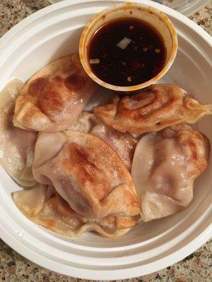 Fried pot  stickers.  YUMMY.  sauce is tasty