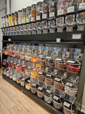 Wall of old fashioned candy for sale by the pound