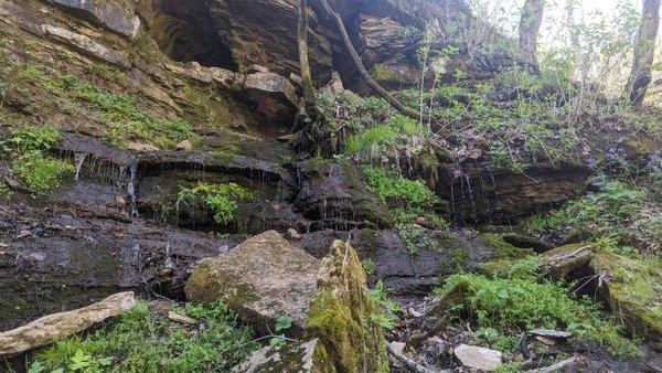 Beautiful landscape with small streams of water running down everywhere