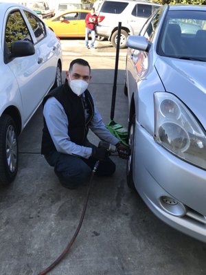 Lalo fixing my tire.