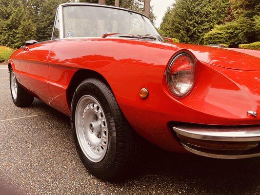 Red 1969 Alfa Romeo Milano 1750, collector vehicle.