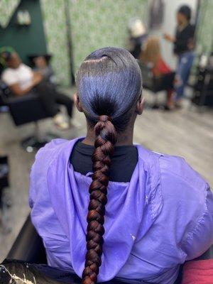 Sleek braided ponytail