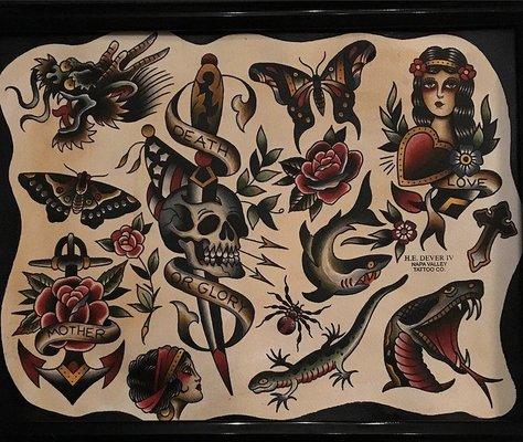 Tattoo flash by Henry Dever