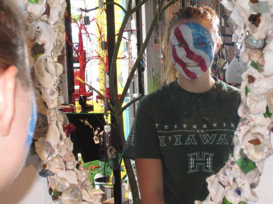 4th of July, face painting at the Beach Shack.