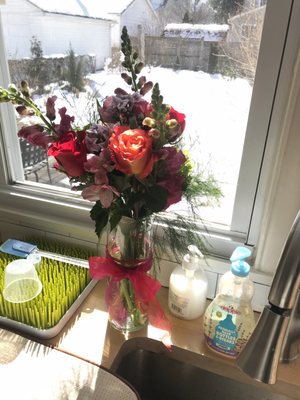 Already put the flowers in a vase in the kitchen. She adores them. Thanks!!