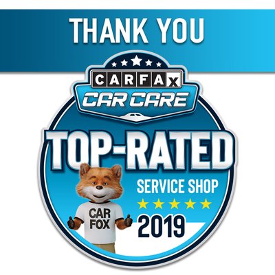 We are honored to have earned the title of CARFAX Top-Rated Service Shop for 2019! Thank you for your support!