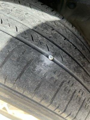 A nail that punctured my tire and caused a flat due to construction people not picking up properly.