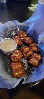 Pretzel bites with beer cheese sauce !