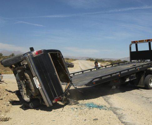 Truck flipped over