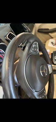 Damaged steering wheel