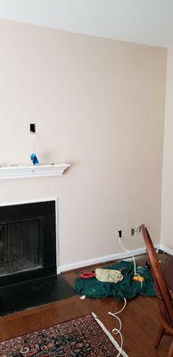 TV Mounting above Fireplace... Cords Concealed in wall w/new Electrical Outlet
-pic1