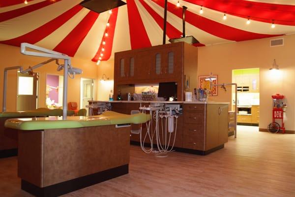 The Big Top open clinic area- the kids love the feeling of being in a "real" circus tent!