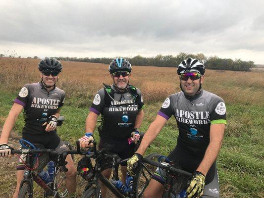 Kevin, Wes and Corey out riding the Flint-hills for Tyler's going away ride.