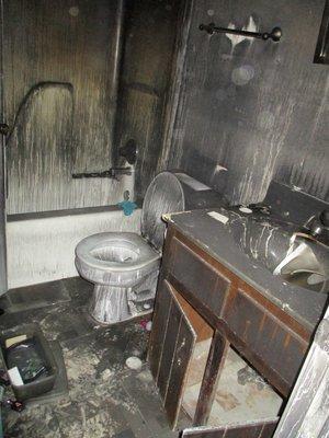 Smoke Damage Hall Bathroom