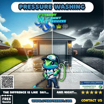 Transform Your home or buisnesses look as easily as Kenny Chameleon changes colors. With Steady Kenny Services premier Pressure Washing.