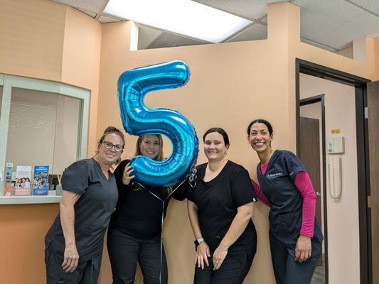 Our fabulous team celebrates 32 Dental Arts turning 5! Dr. Barakat has over 16 years of experience and had acquired 32 Dental Arts in 2019.