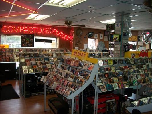 The front of the store has a full cd store with every genre of music.