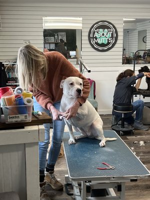 Abby getting her nails done and shampoo thanks girls she loved her Spa Day Treatment why go anywhere else