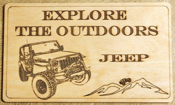 Custom engraved Jeep sign on wood