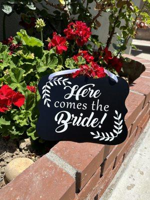 Announce the Bride is coming next sign! Personalized chalkboard!