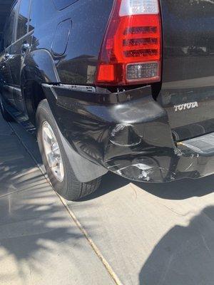 The damage on my bumper before