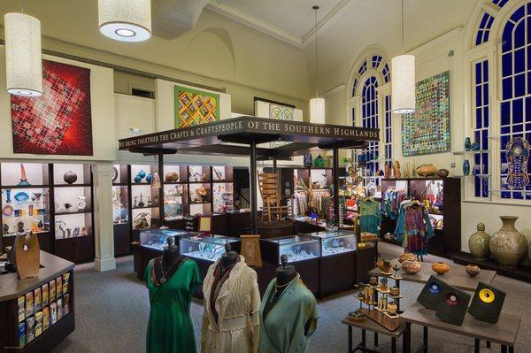 Interior of our beautiful, historic craft shop in Biltmore Village