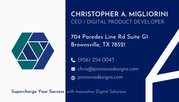 Pronova Designs Business Card 2024