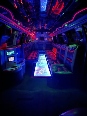 18 passenger Cadillac Escalade limousine interior