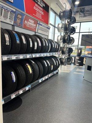 Selection of tires and wheels.