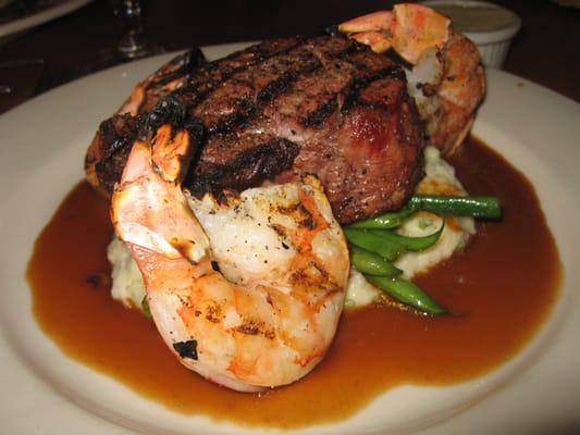 Surf and Turf: filet mignon and 3 colossal shrimp