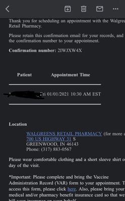 Appointment confirmation