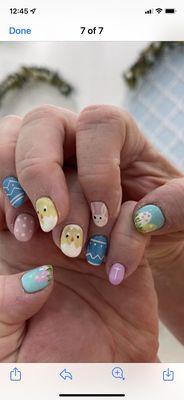 Love my Easter nails.  Thank you Le.  You never disappoint me.