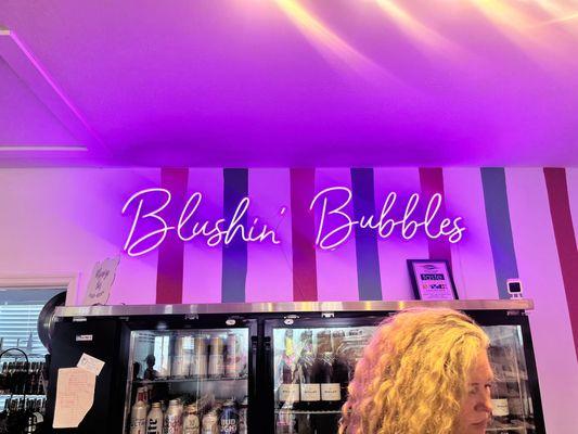 Blushin bubbles sign