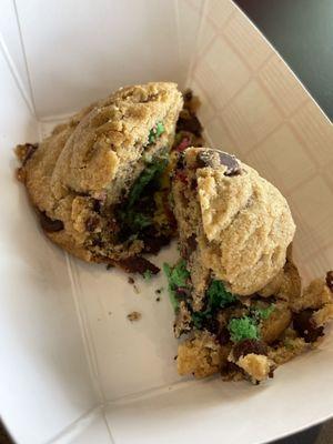 Chocolate chip cookie stuffed w/ Rainbow cookie