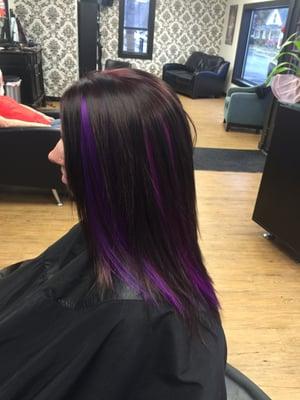 Purple hair extensions