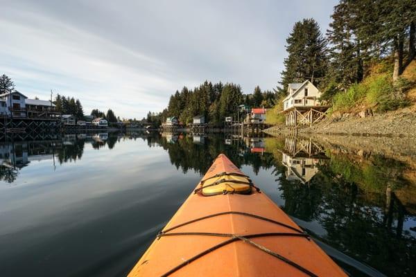 Kayaking up the Seldovia Slough to Seldovia B&B and Cabin Rental