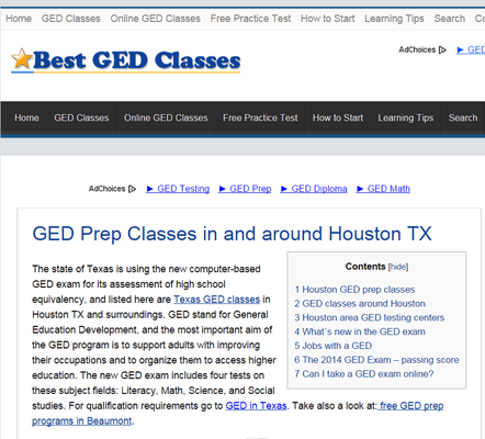 List of free GED classes in Houston and additional information about the GED test.