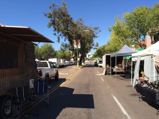 An entire block is taken for the farmers market