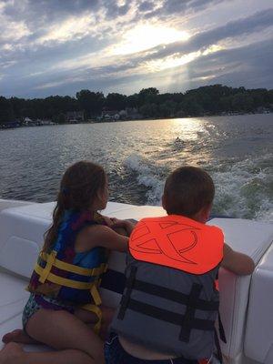 Niece and Nephew on a sunset cruise