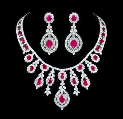 Burmese Ruby and Diamond Necklace Set