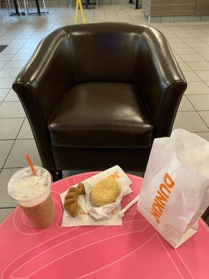 Ice coffee, Chiro donut, and the baked apple doughnut.