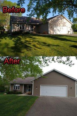 Exterior paint job before and after