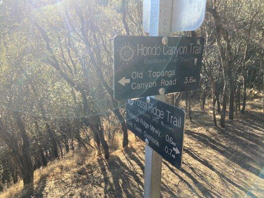 Markers near the trail by Saddle Peak Rd.