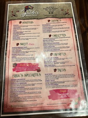 Front of menu