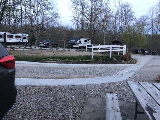 Small cabins directly by the playground