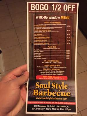 Menu from the mail