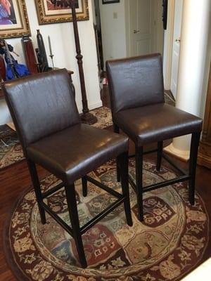 Frank did a wonderful job reupholstering these two bar stools!