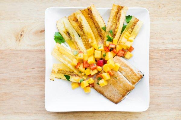 Mahi, Mango Salsa, Plantain Chips